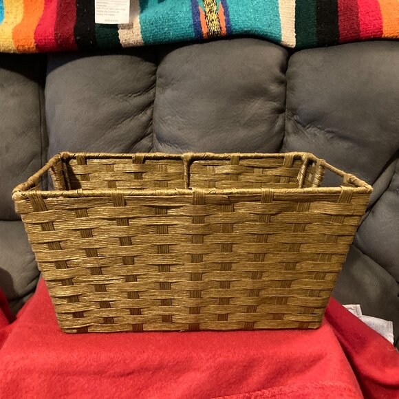 Natural Rectangular Water Hyacinth Storage Basket w/Handles-6" H-12" Long & 7"W - Picture 1 of 10